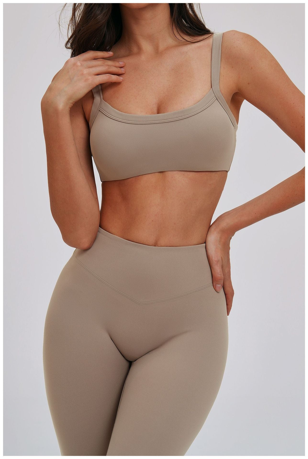 Brushed Double Shoulder Strap Yoga Bra Hollow Out Cutout Back Tight Sports Underwear Outer Wear Running Fitness Clothes