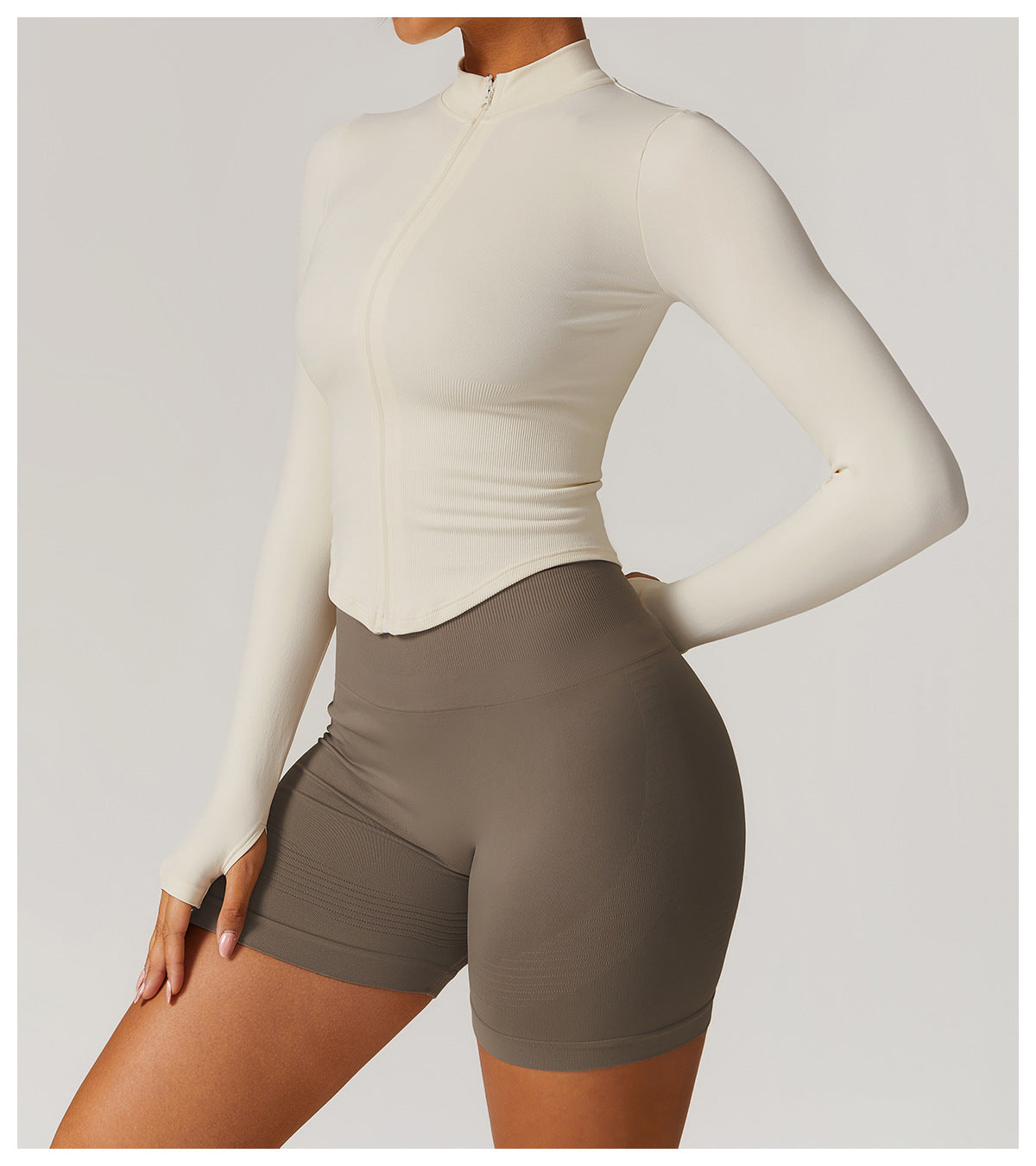 Sollinarry Stand Collar Long Sleeve Zipper Yoga Jacket Women Tight Quick Drying Yoga Clothes Outdoor Fitness Sports Top