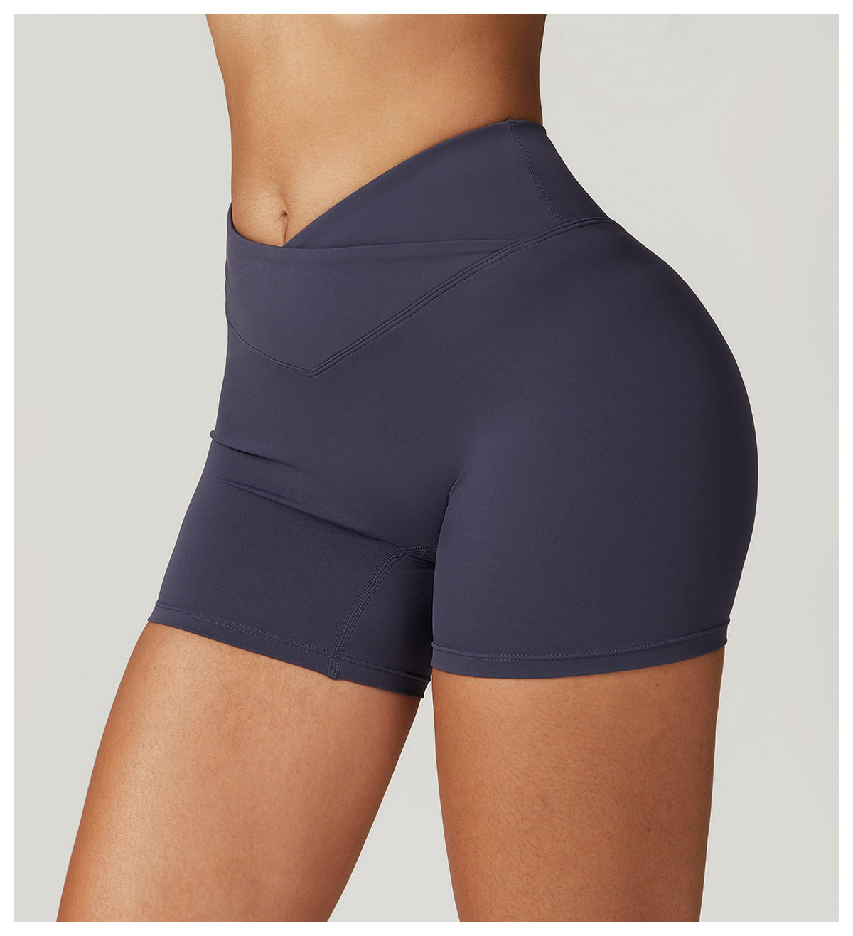 Sollinarry Sustainable Recycled Nude Feel Tight Yoga Shorts Outer Wear Running Workout Pants Cross High Waist Workout Shorts Women