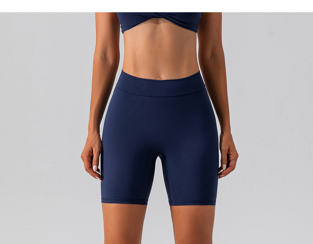 Elastic Brushed Yoga Pants Hip Lift Belly Shaping Slim Fit Fitness Pants Outer Wear Running Exercise Shorts Women