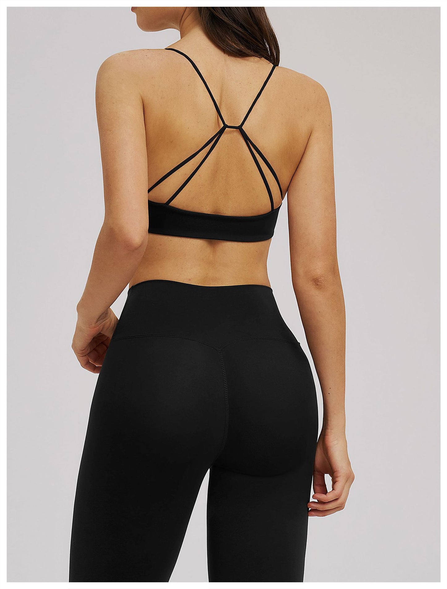 Brushed Sports Bra V neck Thin Strap Beauty Back Casual Yoga Bra Sports Workout Workout Underwear