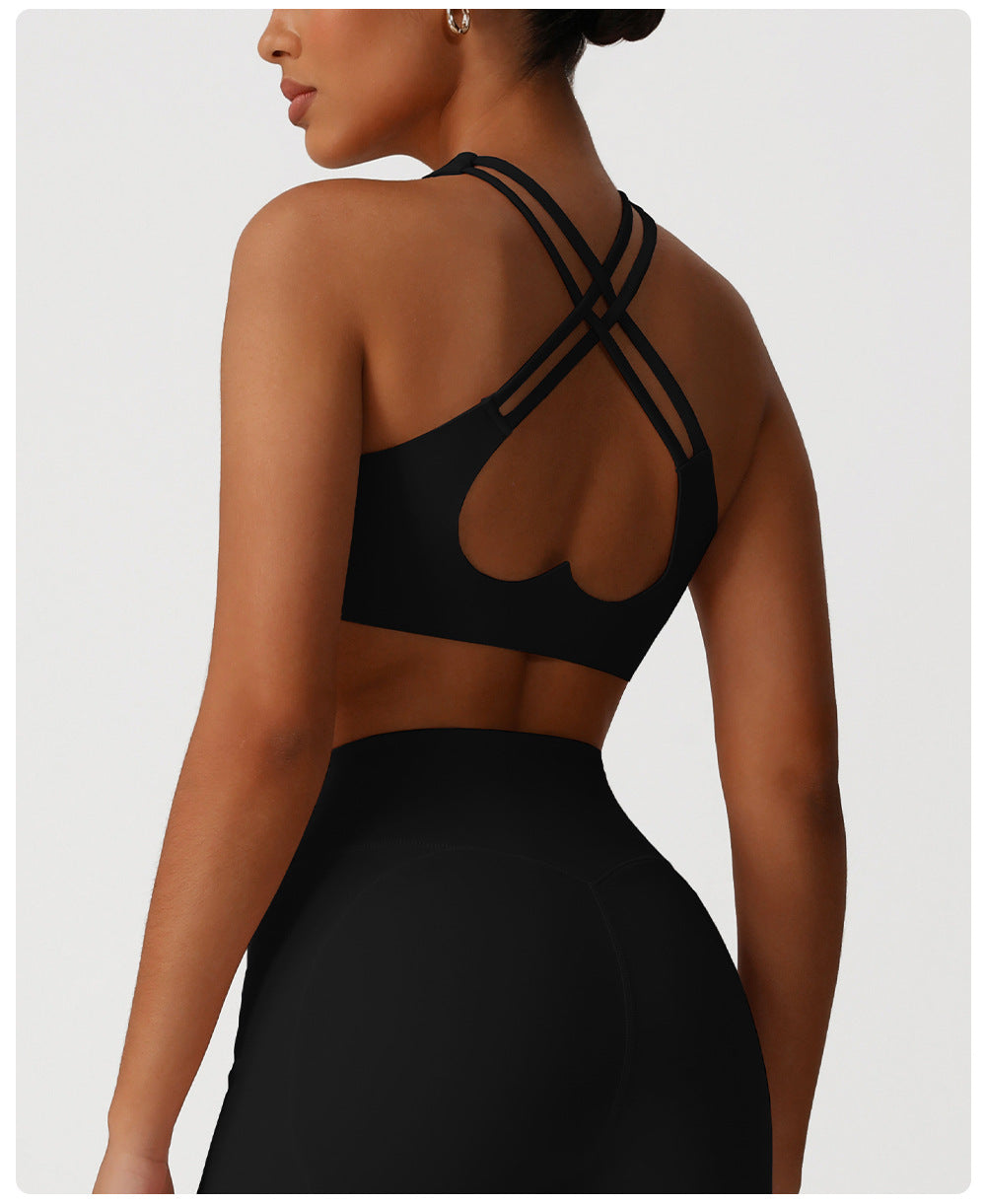 Cross Beauty Back Yoga Vest Push up Sports Underwear with Chest Pad High Strength All Match Workout Bra