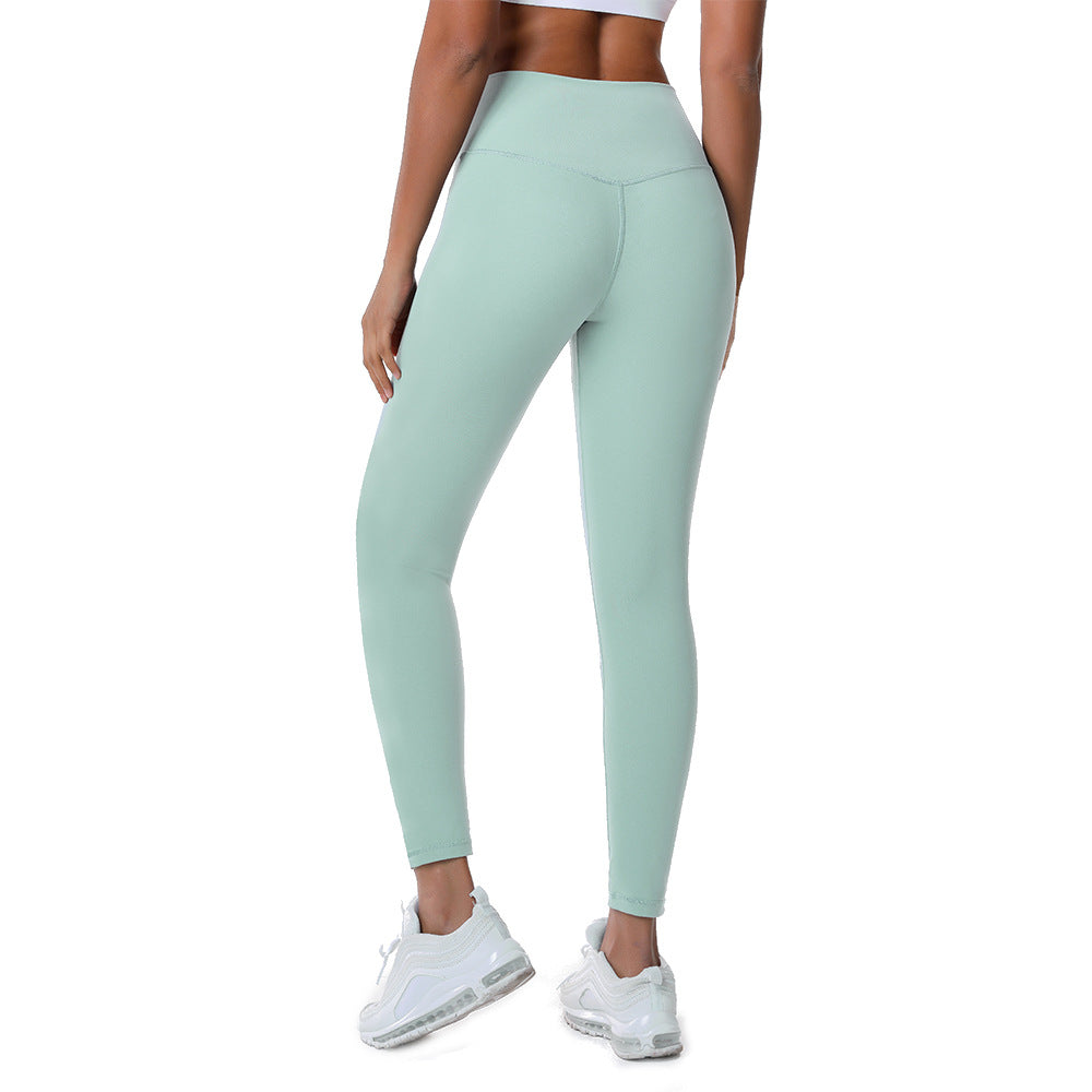 Nude Feel Yoga Pants Women Double Sided Brushed Breathable Tight Sports Pants High Waist Hip Lift Running Training Workout Ankle Length Pants
