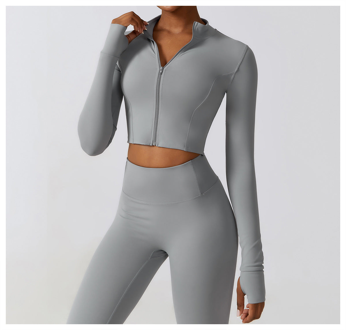 Zipper Outdoor Running Sports Yoga Jacket Slimming Workout Long Sleeve Coat Girls Quick Drying Yoga Clothes