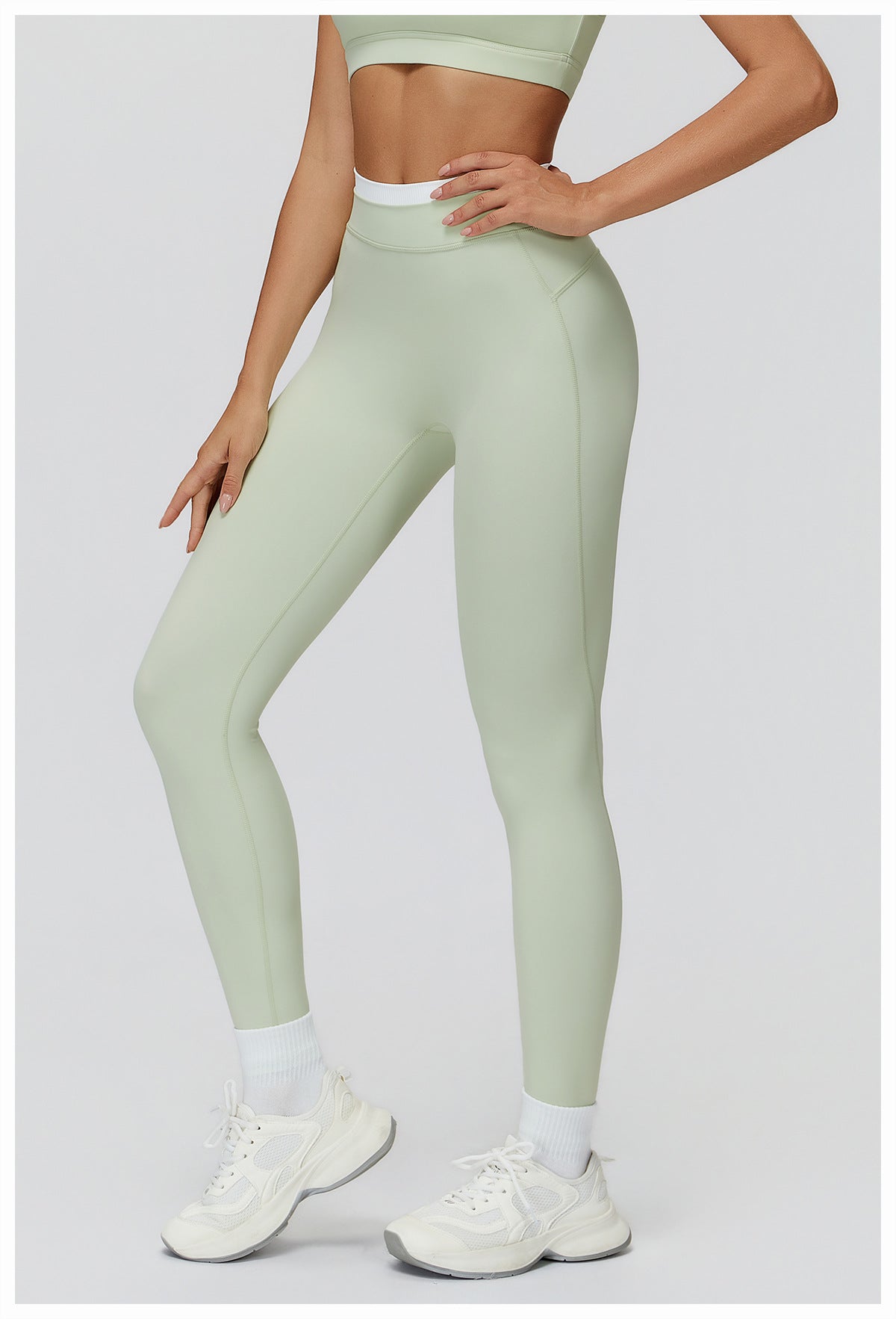 Nude Feel Yoga Trousers Thread High Waist Contrast Color Tight Trousers Women Sports Running Fitness Clothes