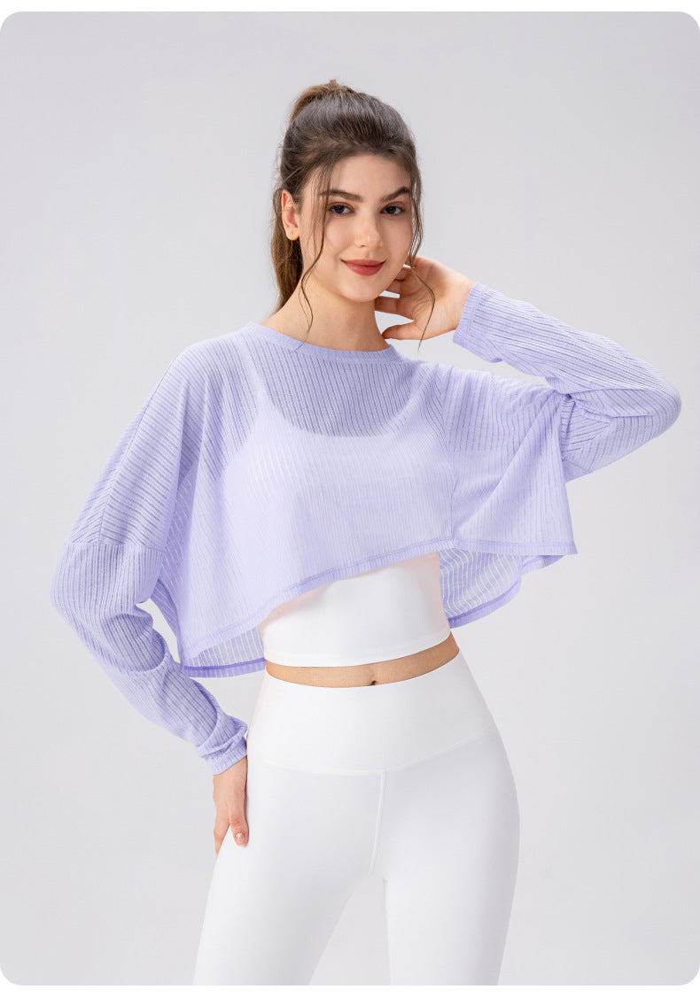 Women Yoga Blouse Long Sleeve Lightweight Breathable Workout Top Loose Outdoor Running Casual Sports Blouse