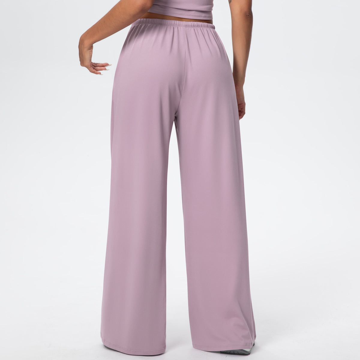 Brushed Trousers Draping Side Pocket Wide Leg Pants Loose Casual Pants Women Sports Fitness Elastic Drawstring Trousers