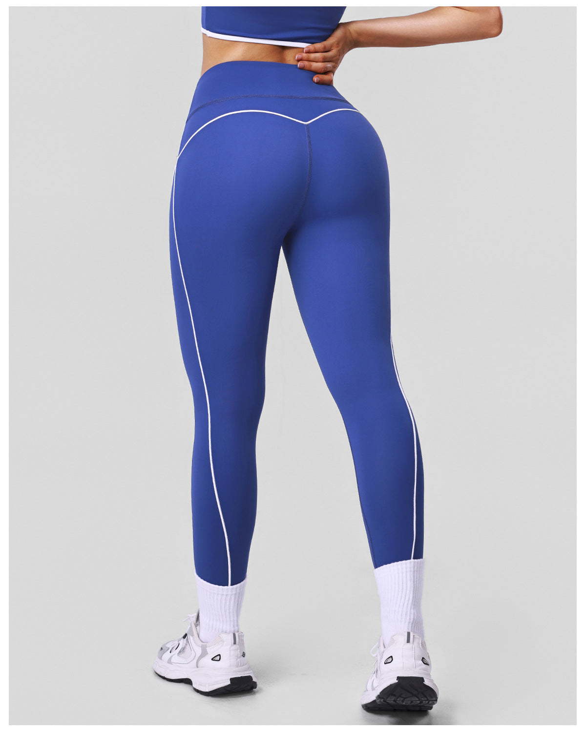 Contrast Color Nude Feel Yoga Pants Tight Hip Training Workout Pants Outdoor Running Sports High Waist Cropped Pants