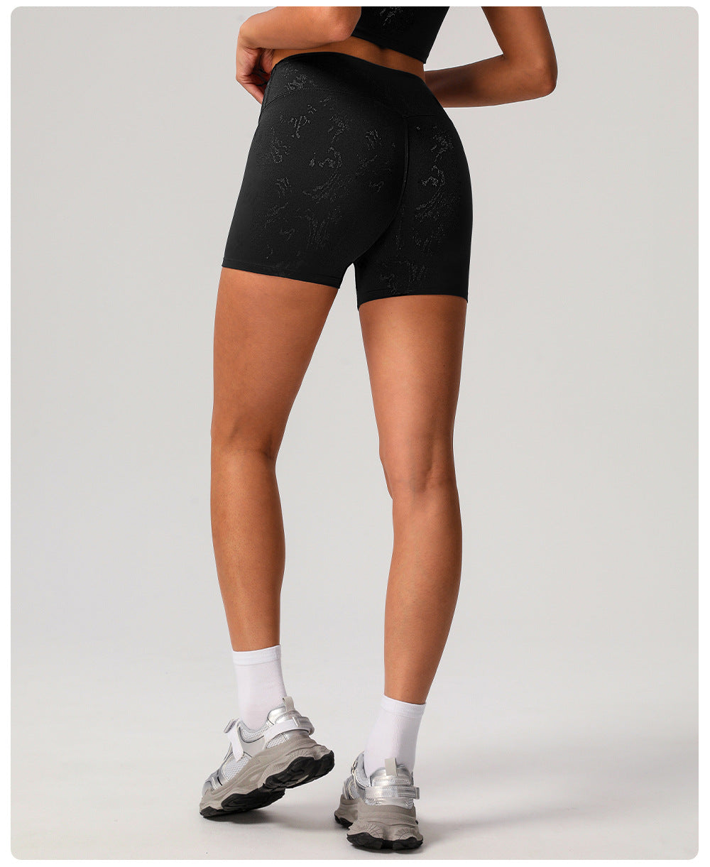 Silver Tight High Grade Yoga Shorts Women Hip Lifting Nude Feel Fitness Pants Running Quick Drying Sports Shorts