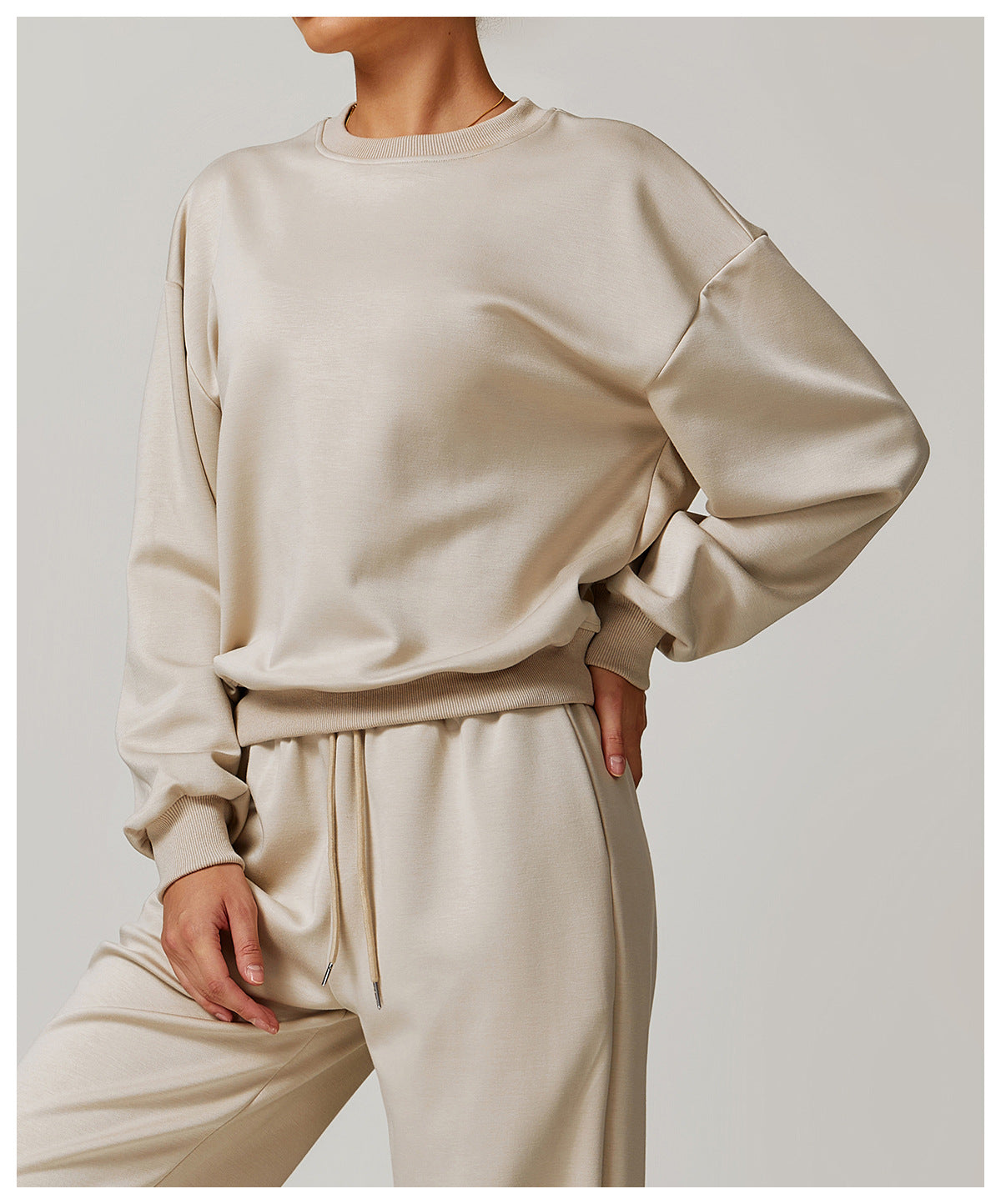 Spring Crew Neck Casual Women Sweater Sports Loose Long Sleeve High Sense Sweater Tops