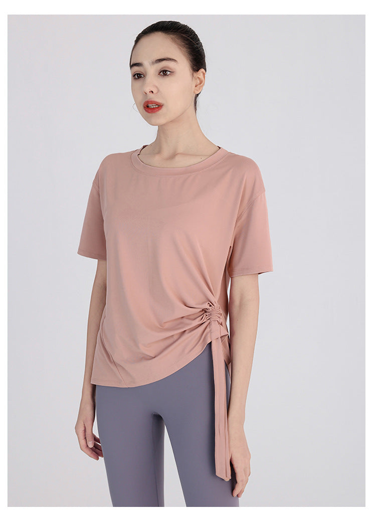Yoga Clothes Women Spring Summer Short Sleeve Quick Drying Clothes T-shirt Slimming Internet Celebrity Workout Clothes Morning Running Loose Sports Top