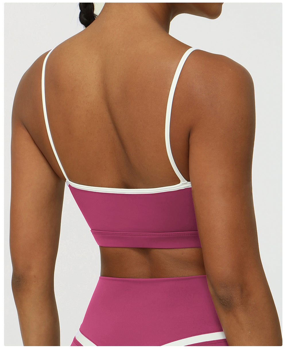 Color Matching Nude Feel Thin Strap Yoga Bra Tight Summer Running Exercise Underwear Shockproof Fitness Vest for Women