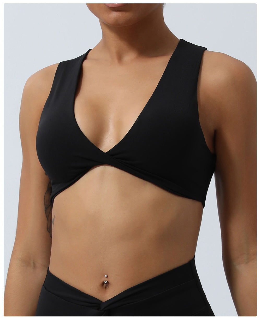 Twist Shockproof Push-up Yoga Bra Indoor Training Workout Bra Sports Vest with Chest Pad for Women