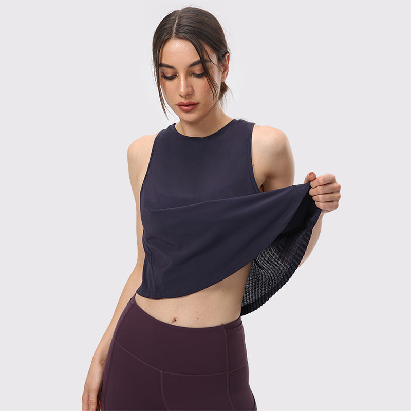 Yoga Short Sleeve Women Pleated Crumpled Half Waist Sports Blouse Casual All-Matching Yoga Jacket