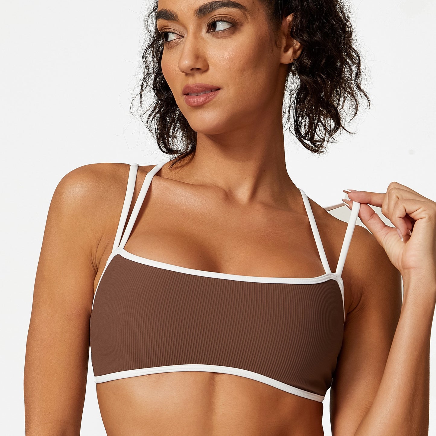 Sports Underwear Spaghetti Strap Contrast Color Vest Fitness Clothes Running Yoga Beauty Back Bra Women