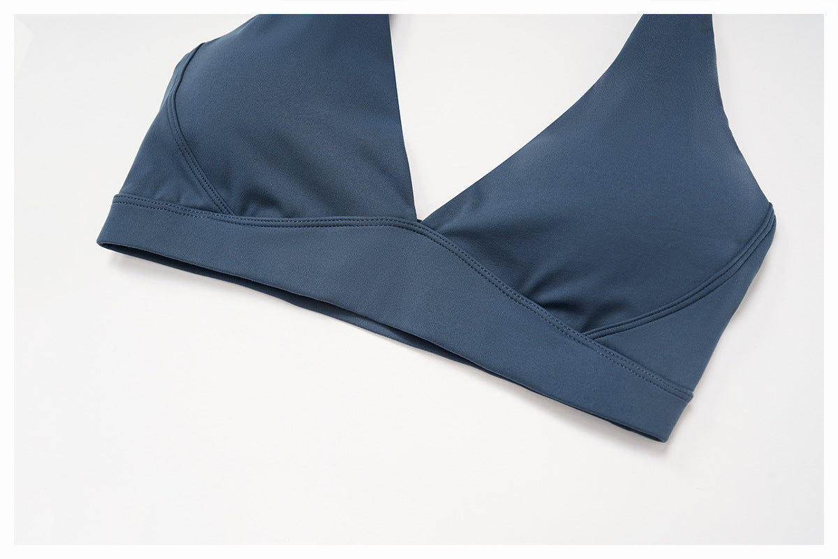 Brushed Yoga Bra Halter Beauty Back High Grade Sports Underwear Fitness Running Bra