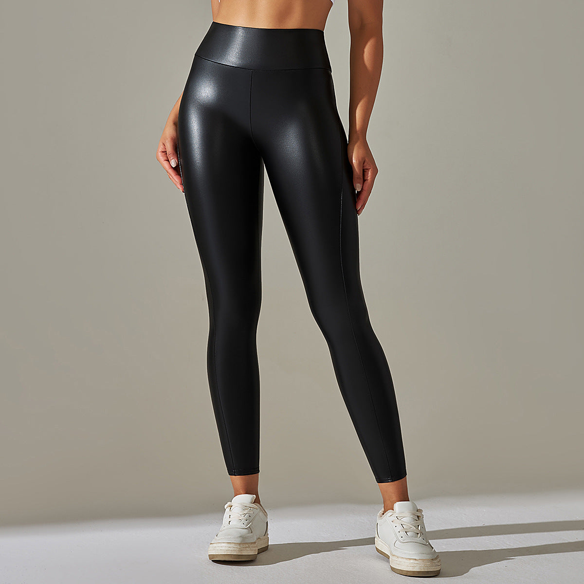 Products Faux Leather Pants High Elastic Sexy Solid Color Bright Black Tight Trousers Running Fitness Yoga Pants