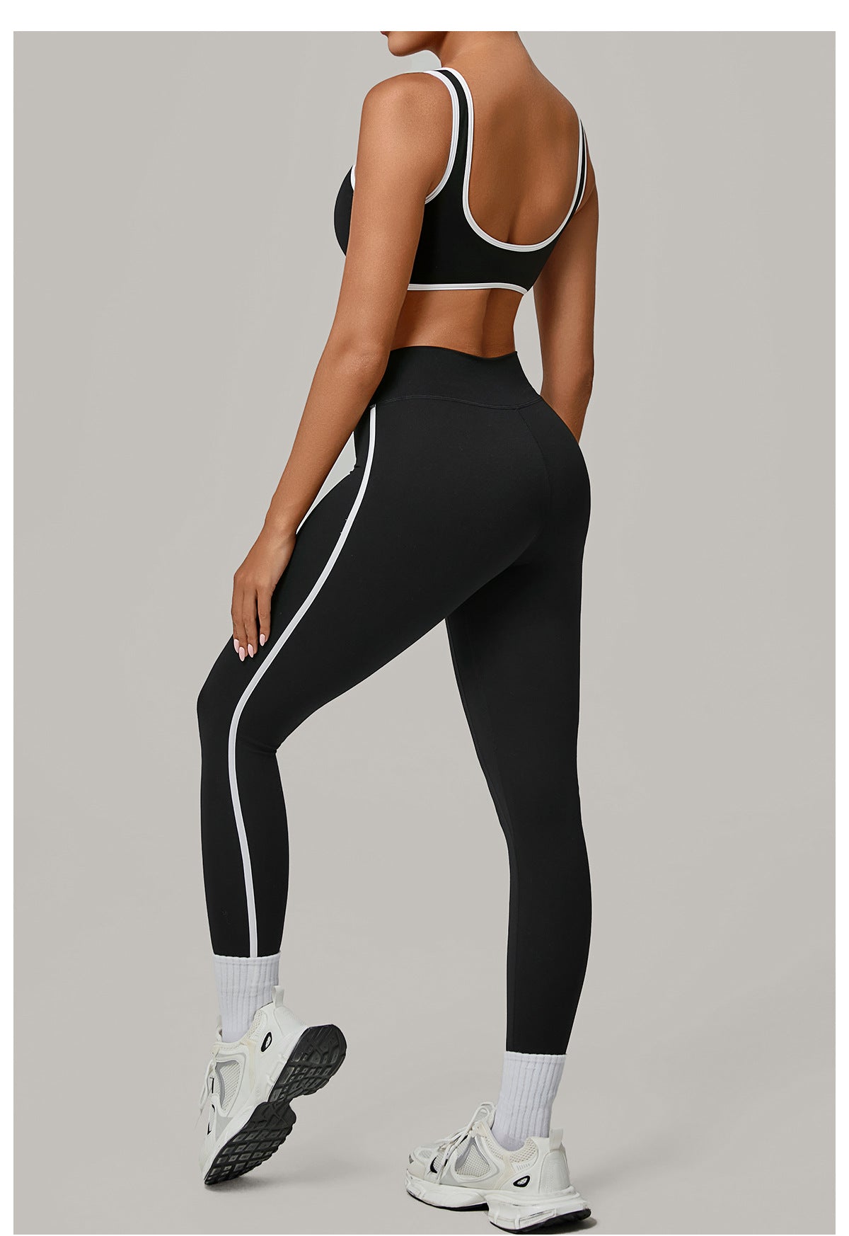 Contrast Color Binding Nude Feel Yoga Beauty Back Tight Quick Drying Workout Clothes Outdoor Sports Two Piece Sets