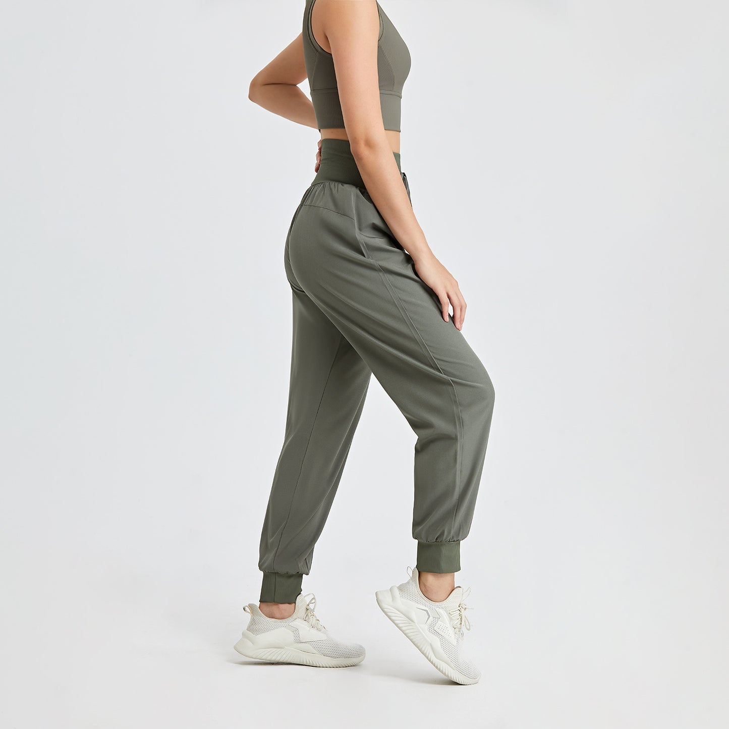 High Waist Drawstring Fitness Quick Drying Yoga Pants Loose Casual Ankle Tied Harem Pants Running Sports Sun Protection Pants for Women