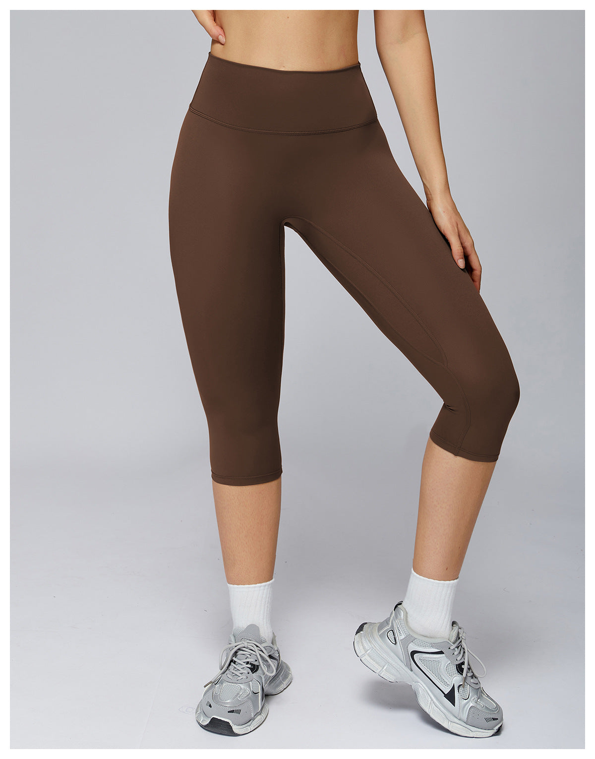 Arrival Brushed Yoga Knee Length Pants High Waist Quick Drying Skinny Slimming Middle Pants Running Outdoors Workout Clothes for Women