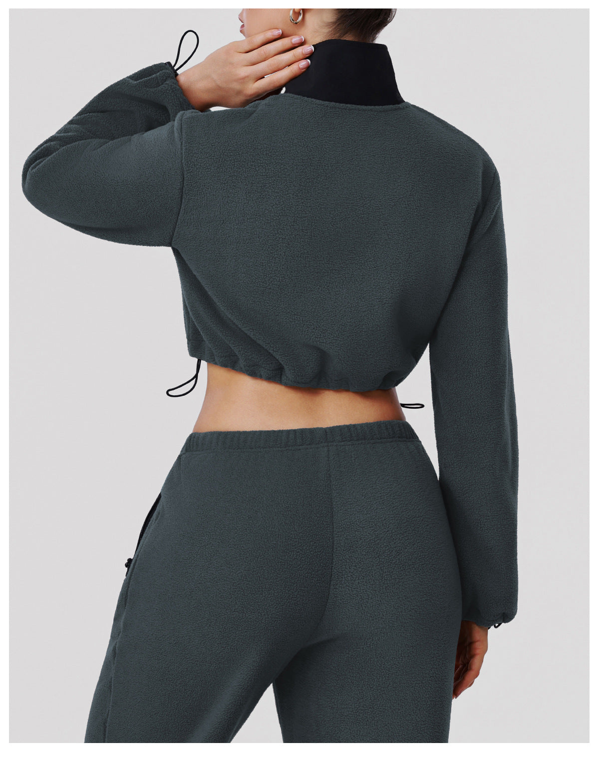 Autumn Winter Thick Polar Fleece Sports Slim Fitting Coat Warm Stand Collar Zipper Pocket Fitness Long Sleeved Upper Garment