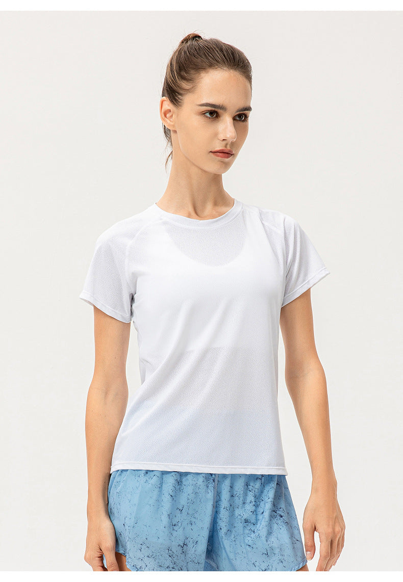 Women Summer Ice Feeling Quick Drying Yoga Short Sleeve Loose Casual Running Exercise T shirt Breathable Fitness Short Sleeve