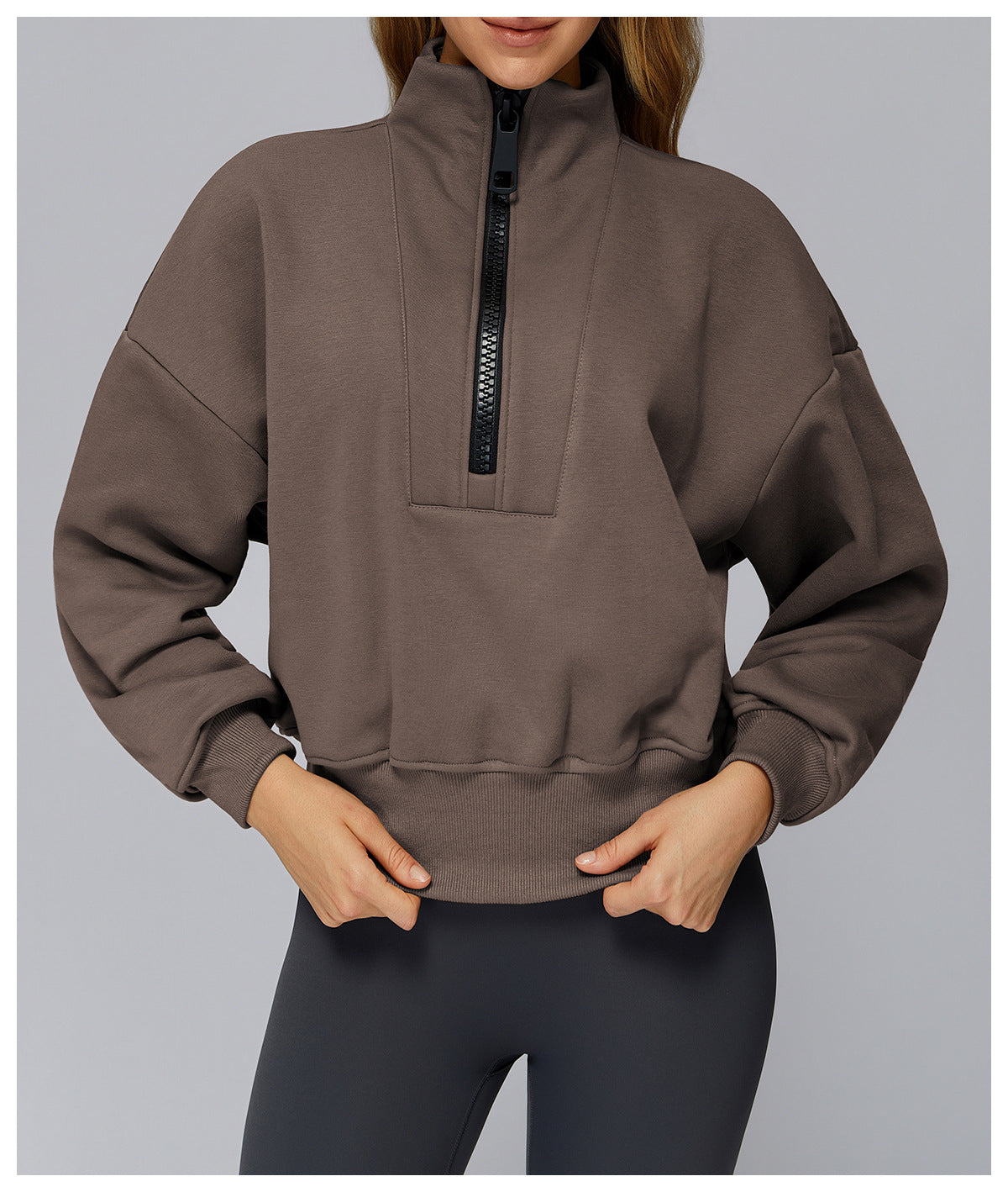 Autumn Winter Sports Sweater Stand Collar Loose Windproof Sweater Warm All Matching Outdoor Casual Sports Top