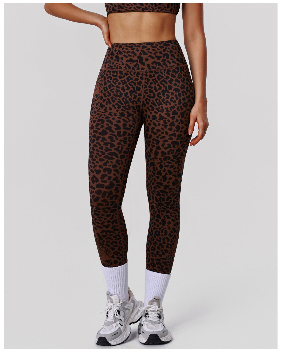 Leopard Print Peach Hip Raise Printed High Waist Yoga Pants Women Slim Fit Fitness Pants Outdoor Running Sports Ninth Pants
