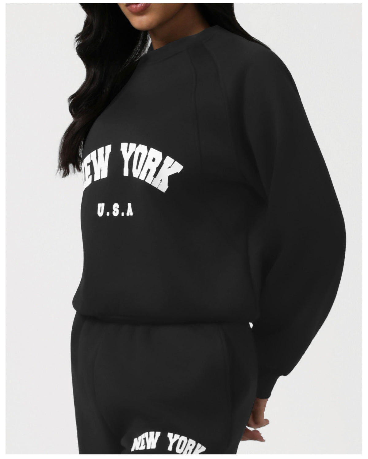 Autumn Winter Fleece Lined Sports Sweater Women Letter Graphic Long Sleeve Casual Warm Top Loose Thin Fitness Clothes