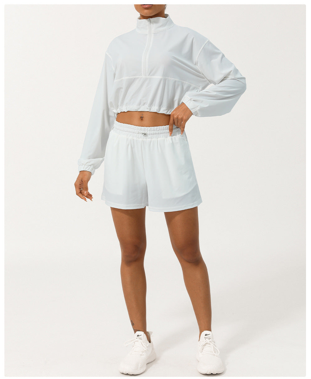 Summer Sports Sun Protection Long Sleeved UV Proof Top Quick Drying Breathable Shorts Casual Sun Protective Clothing Two Piece Set