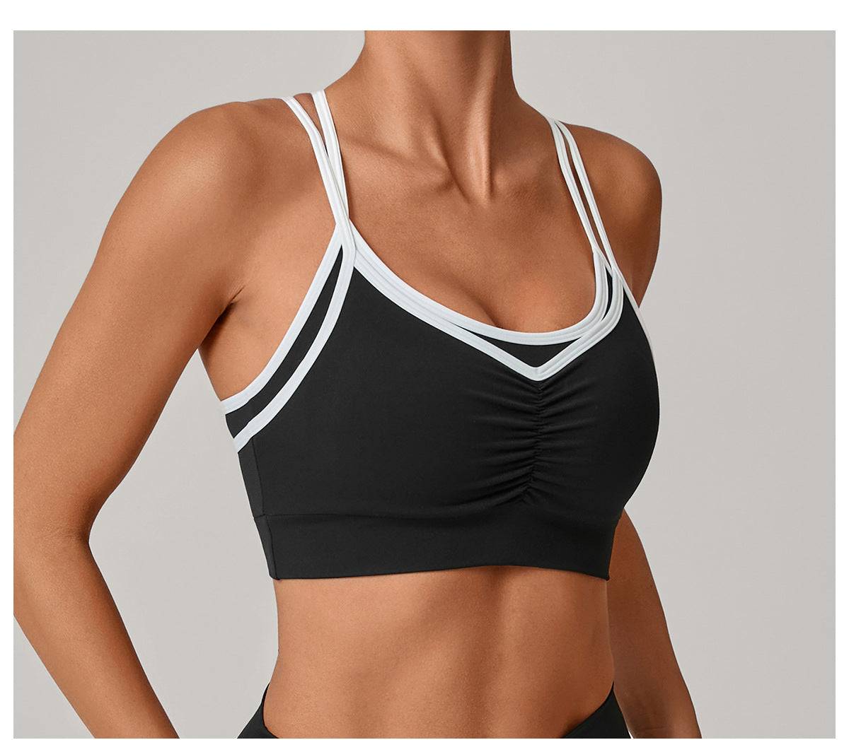 Autumn Sand Tight Nude Feel Contrast Color Sports Bra Women Backless Yoga Vest Workout Clothes Outer Wear Sports Top