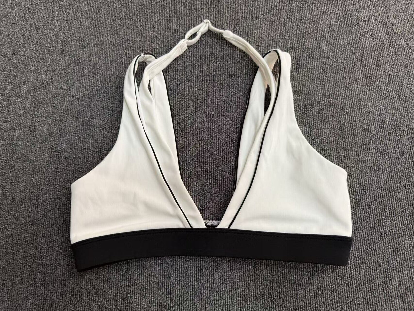 Color Contrast Patchwork Halter Yoga Bra Beauty Back Tight Sports Underwear Fitness Running Casual Yoga Clothes Women