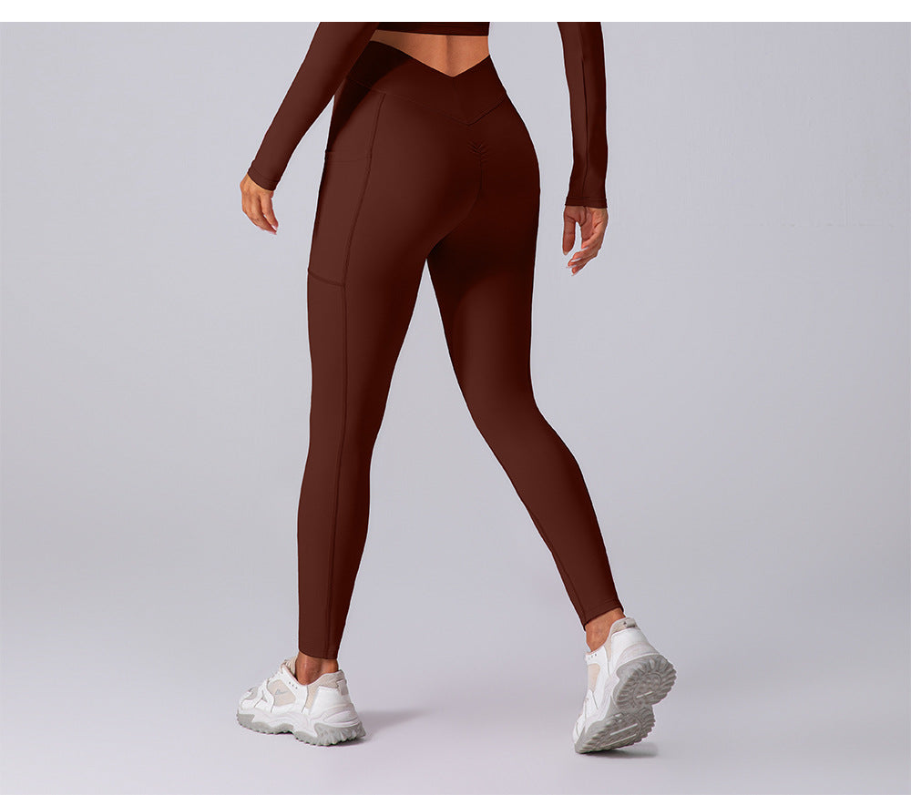 Hip Lifting Nude Feel Yoga Pants Women Body Shaping Belly Contraction Sports Running Fitness Pants Training Slimming Stretch Tights