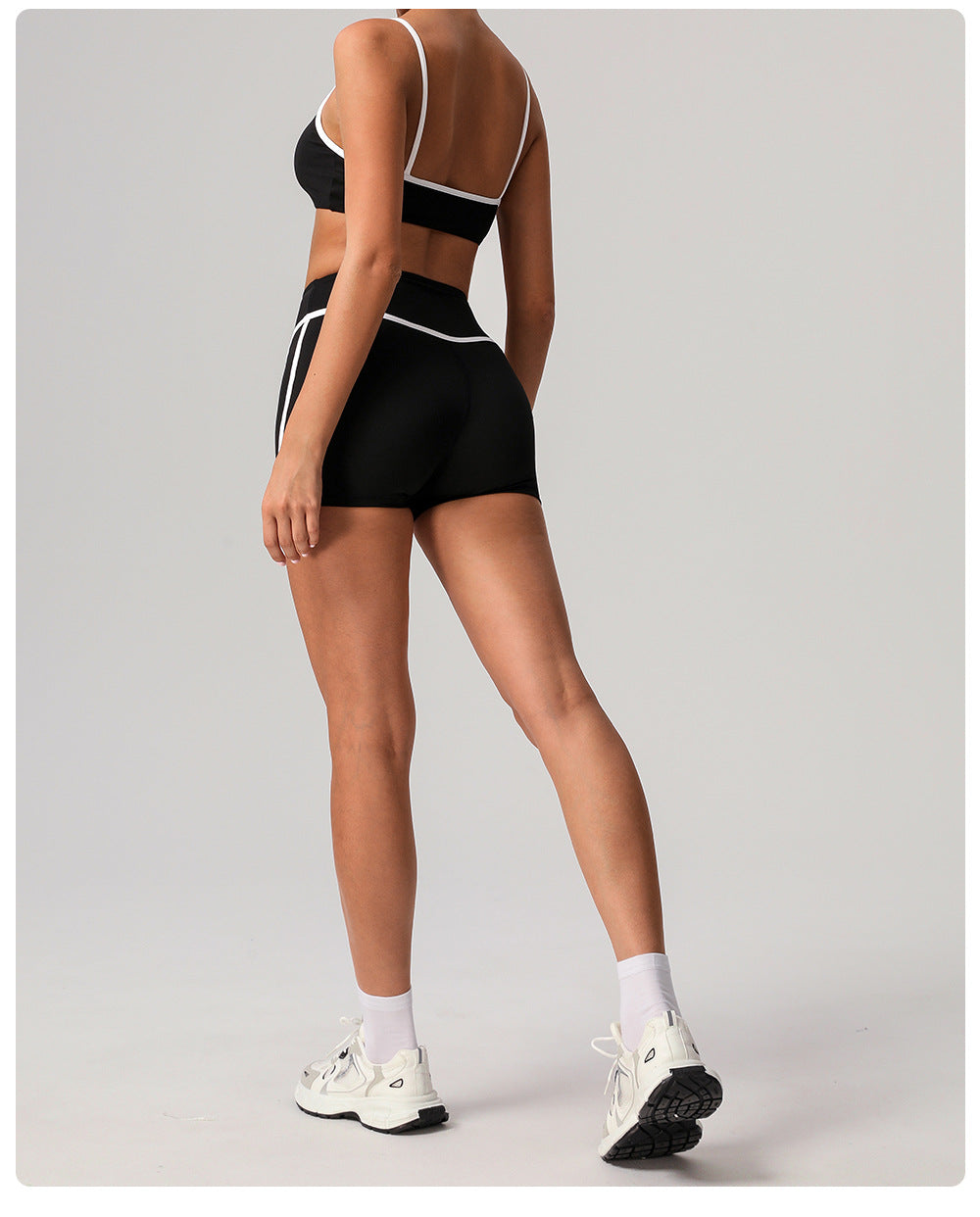 High Top Sports Suit Women Contrast Color Beauty Back Tight Nude Feel Yoga Suit Suit Running Fitness Yoga Wear
