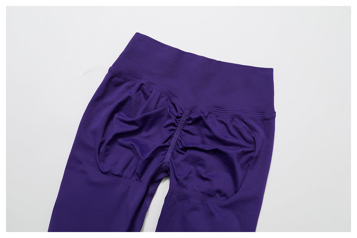 Seamless Tight Yoga Trousers High Waist Pleated Peach Hip Sports Trousers Outdoor Running Fitness Clothes