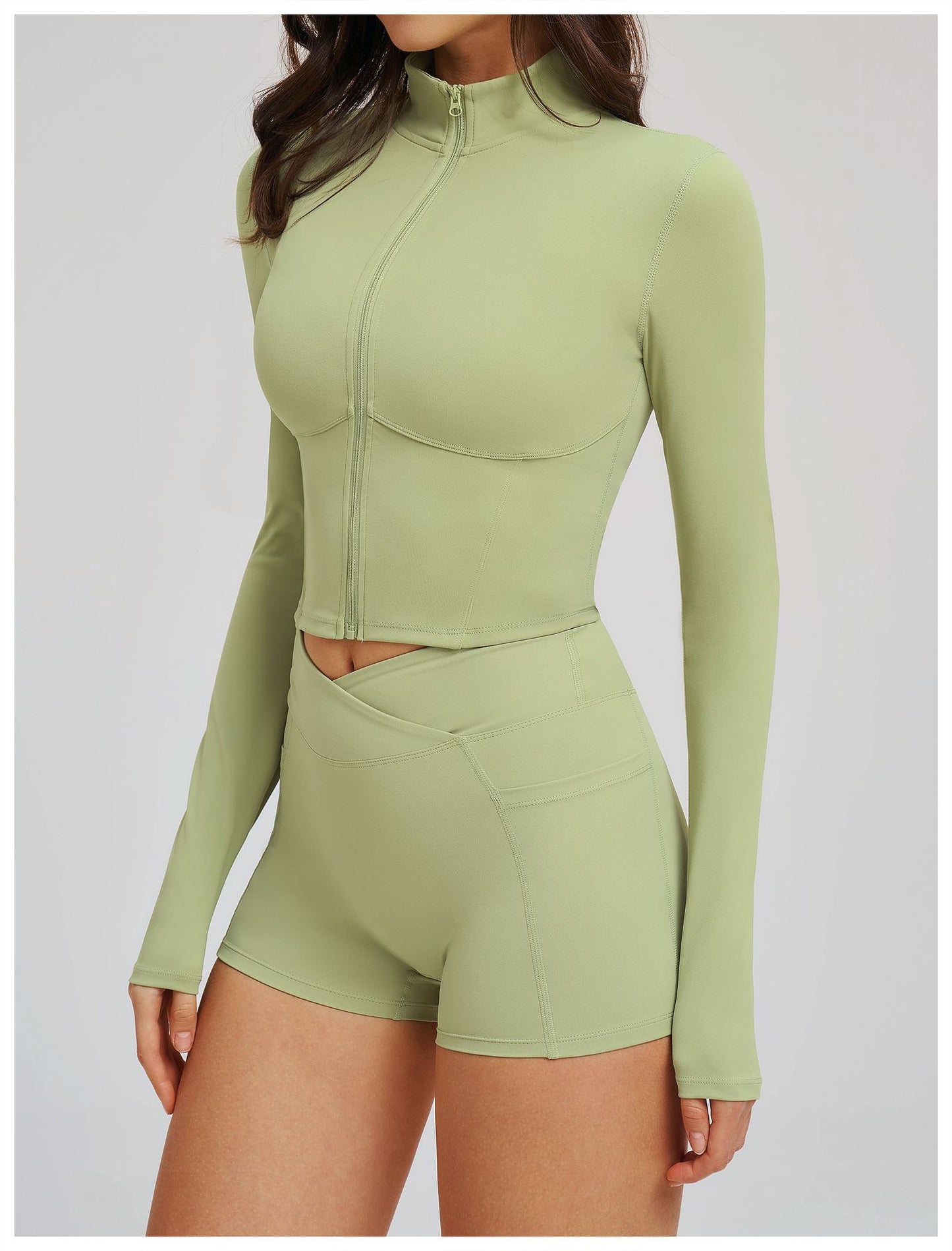 Nude Feel Yoga Jacket Stand Collar Zipper Skinny Jacket Outdoor Running Sports Casual Top
