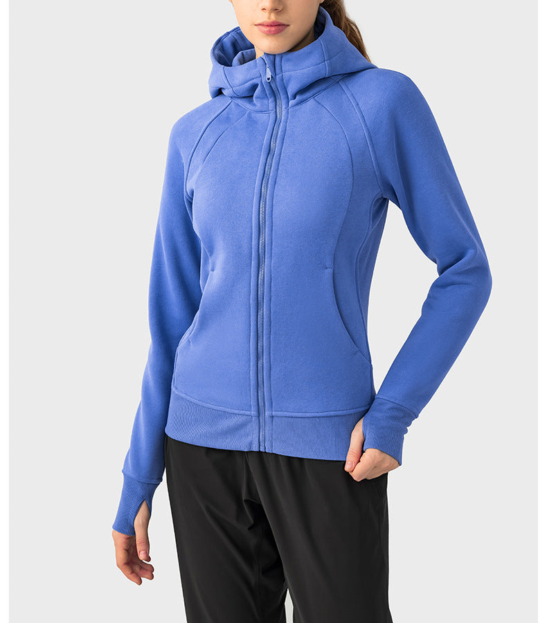 Sca Thickened Warm Hooded Sports Jacket Women Outdoor Casual Outdoor Yoga Training Fitness Jacket