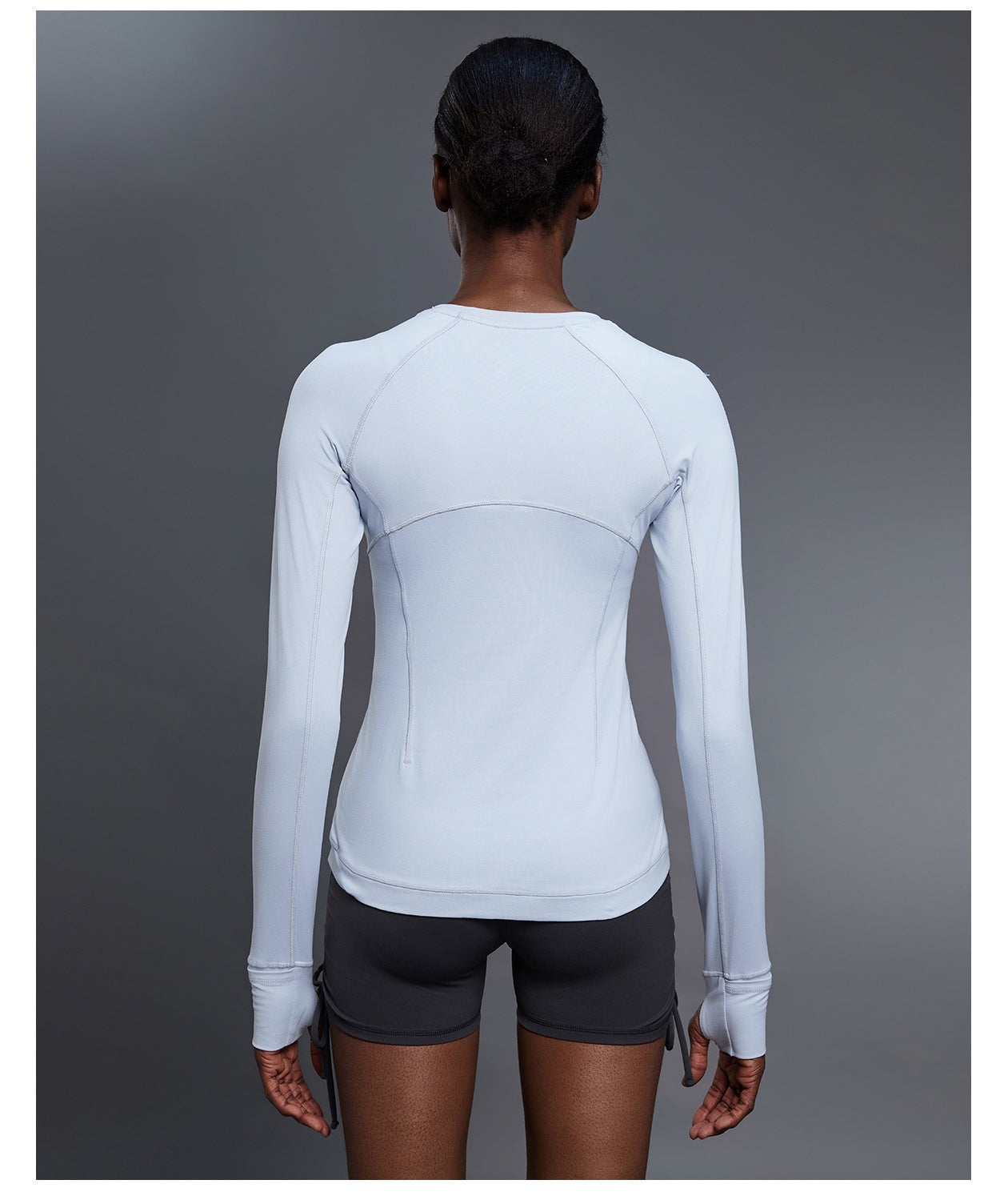 Round Neck Exercise T shirt Women Stretch Tight Long Sleeve Yoga Wear Running Training Workout Clothes Top Autumn