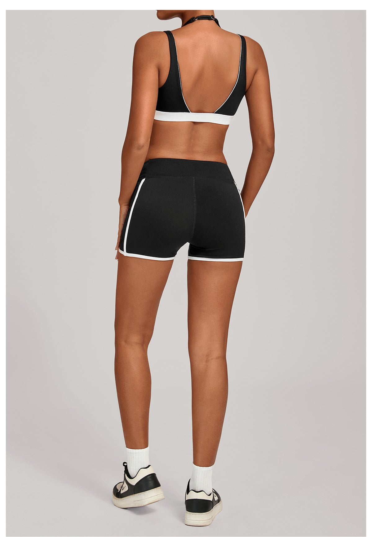 Autumn Sand Color Contrast Patchwork Yoga Pocket Tight Sports Women Outdoor Running Fitness Yoga Two Piece Sets