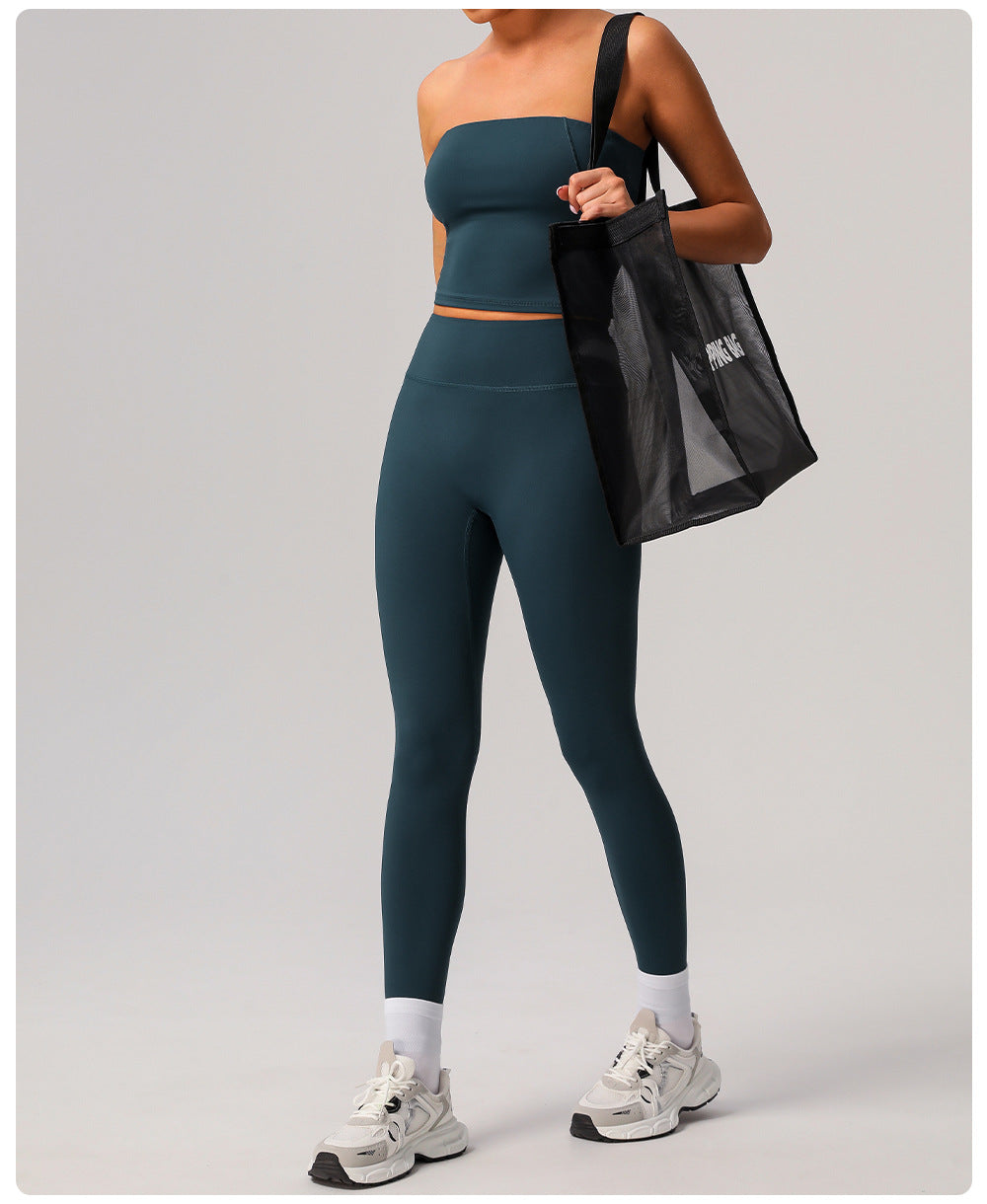 Nude Feel Yoga Chest Wrapped Vest High Elasticity Skinny Exercise Top Women Outer Wear Casual Quick Drying Fitness Vest