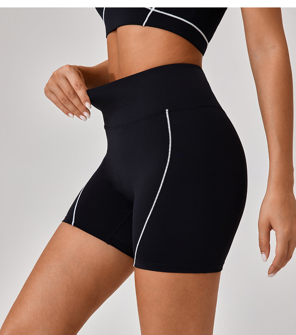 Sleeveless Nude Feel with Chest Pad Outer Wear Bra Strap Contrast Color Bra Long Pants Yoga Strap Workout Clothes for Women