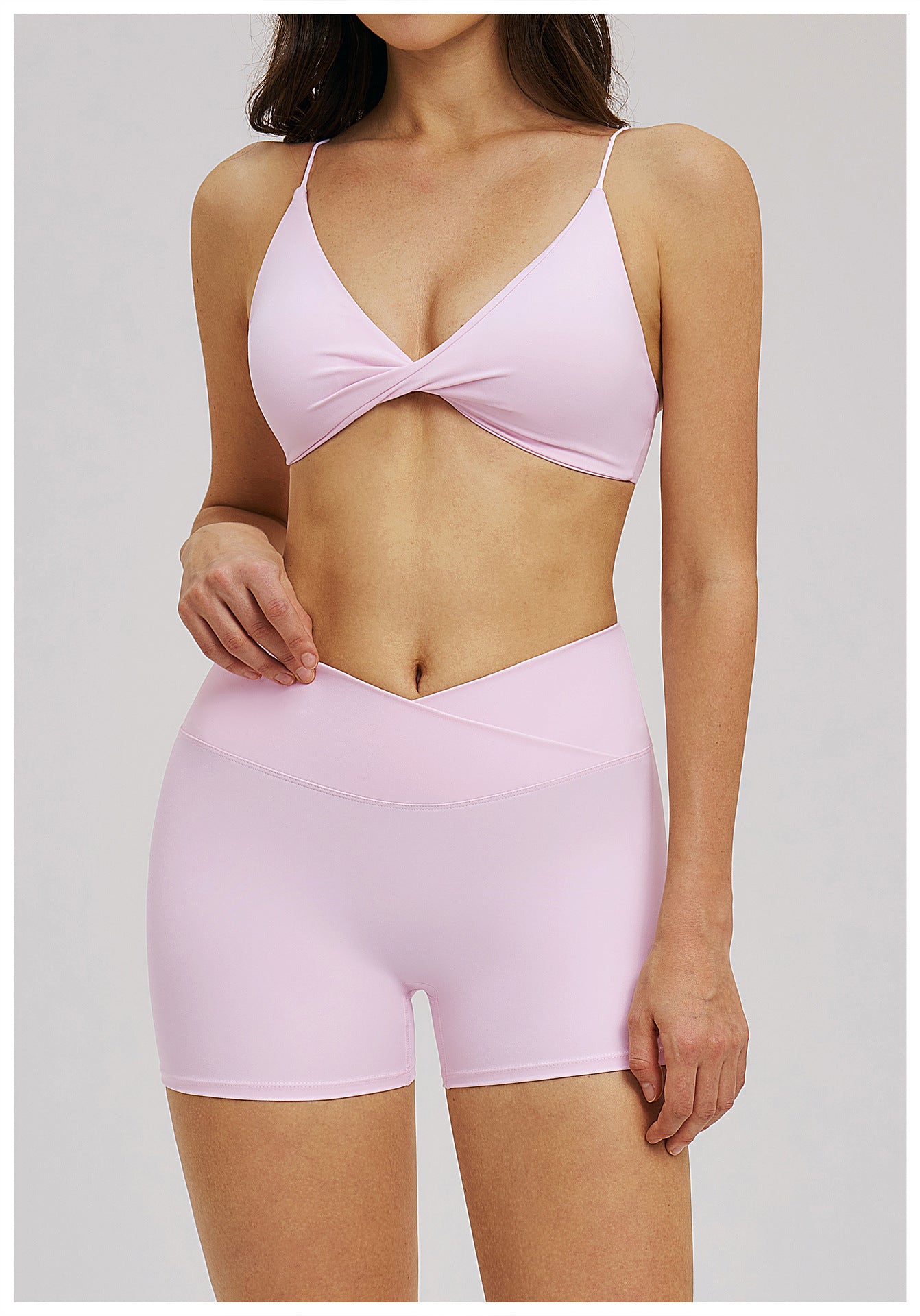Brushed Sports Bra V neck Thin Strap Beauty Back Casual Yoga Bra Sports Workout Workout Underwear