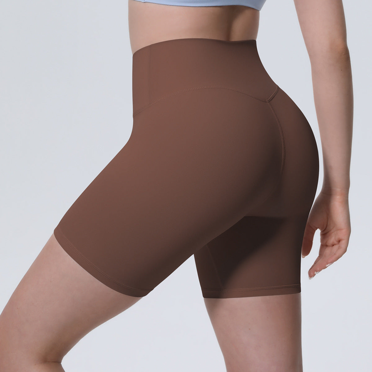 Nude Feel Yoga Pants Women High Waist Breathable Belly Contracting Fitness Shorts Peach Hip Tight Exercise Shorts