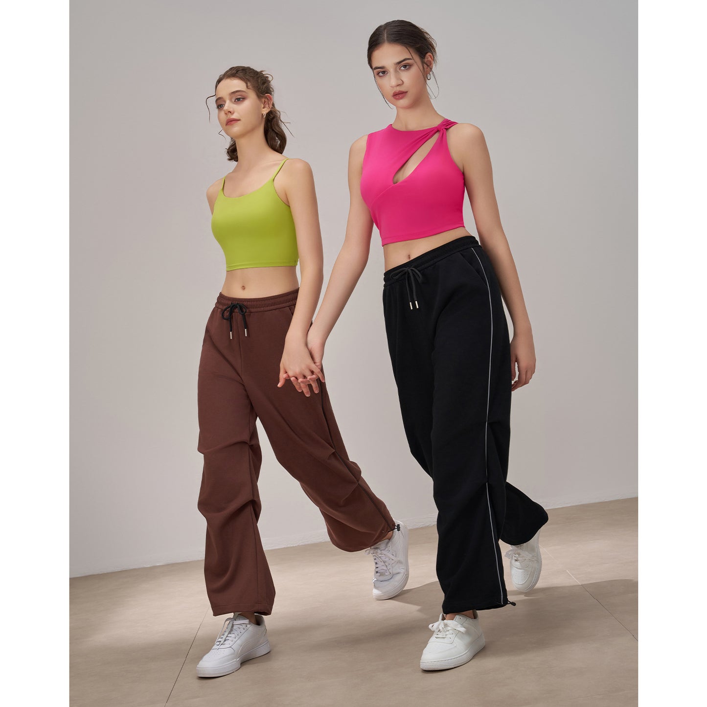 Casual Sports Pants Women Summer Luminous Strip Casual Pants High Waist Loose Texture Wide Leg Straight Pants