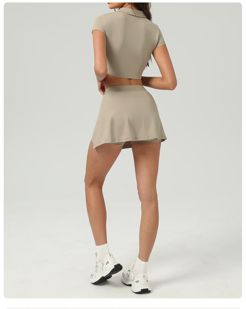 Summer Tennis Skirt Ice Feeling Sun Protection Sports Short Sleeve Top Loose Running Anti Emptied Pantskirt Two Piece Sets
