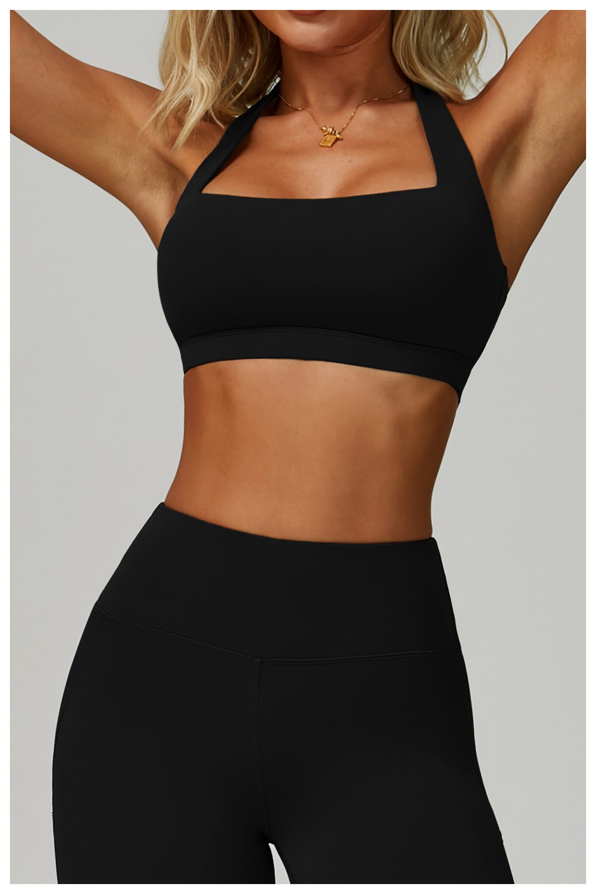 Sollinarry Summer Halter Cloud Sense Yoga Bra Hollow Out Cutout Beauty Back Yoga Clothes Running Fitness High Strength Sports Underwear