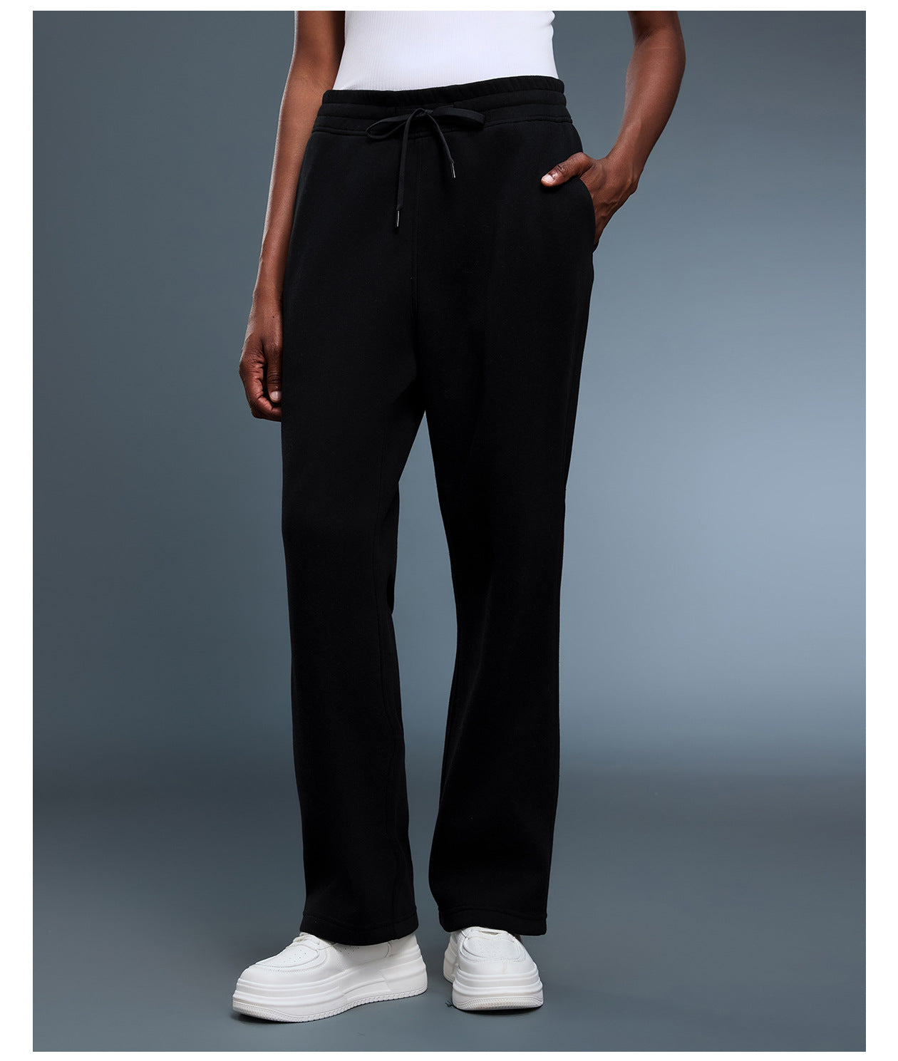 Loose Track Pants Women Autumn Winter Fleece Lined Warm Skin Friendly Straight Leg Pants Office All Matching Slimming Casual Pants