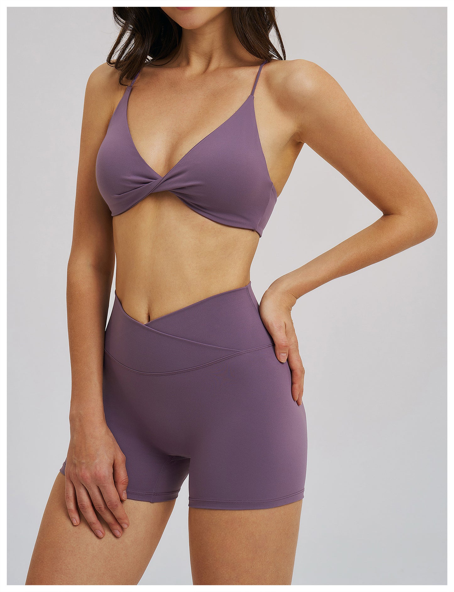 Brushed Sports Bra V neck Thin Strap Beauty Back Casual Yoga Bra Sports Workout Workout Underwear
