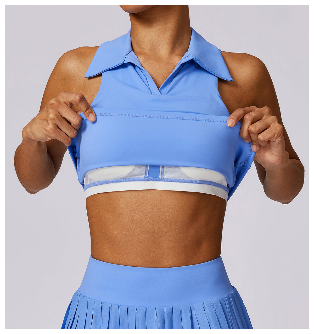 Sollinarry Nude Feel Tight Sports Vest Women Running Tennis Workout Clothes Top Polo Collared Sweatshirt Women