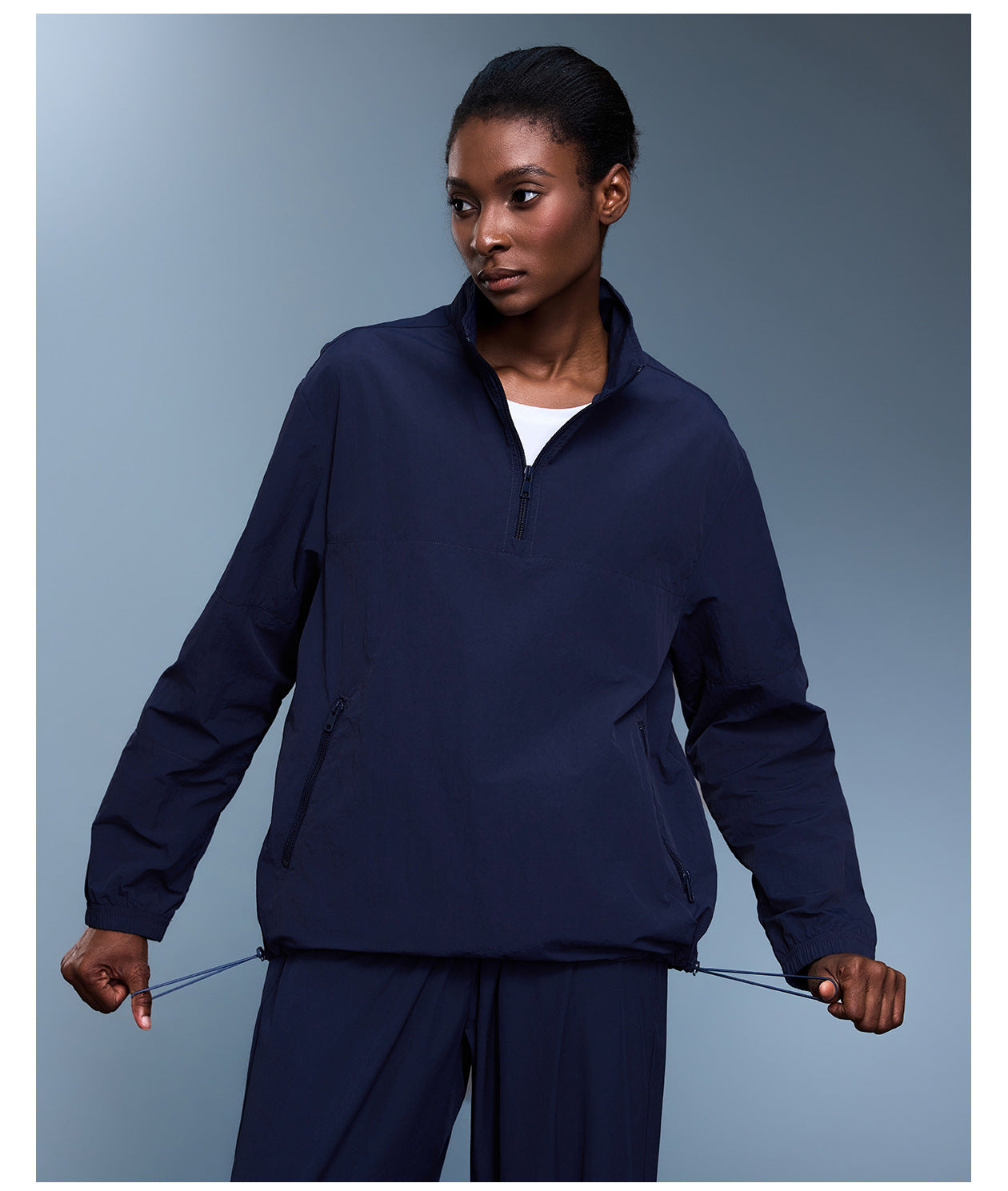 Half Zipper Windproof Stand Collar Sports Long Sleeved Top Women Lightweight Waterproof Outdoor Fitness Jacket Autumn